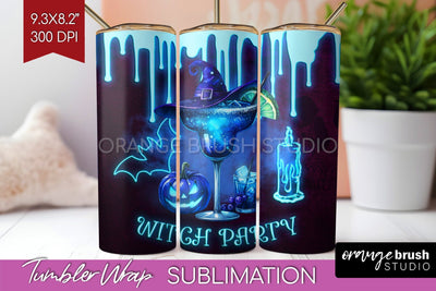 Neon Halloween Tumbler Wrap, Cocktail Tumbler Sublimation Sublimation OrangeBrushStudio 