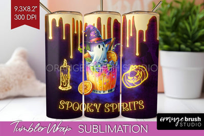Neon Halloween Tumbler Wrap, Cocktail Tumbler Sublimation Sublimation OrangeBrushStudio 