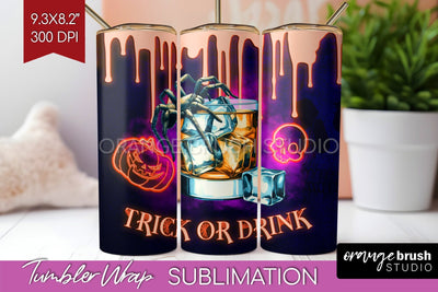 Neon Halloween Tumbler Wrap, Cocktail Tumbler Sublimation Sublimation OrangeBrushStudio 