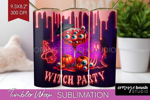 Neon Halloween Tumbler Wrap, Cocktail Tumbler Sublimation Sublimation OrangeBrushStudio 