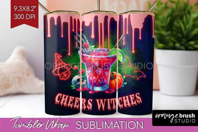 Neon Halloween Tumbler Wrap, Cocktail Tumbler Sublimation Sublimation OrangeBrushStudio 