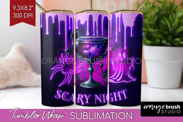 Neon Halloween Tumbler Wrap, Cocktail Tumbler Sublimation Sublimation OrangeBrushStudio 