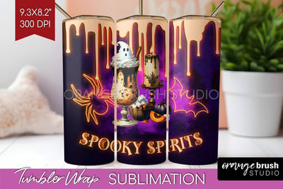 Neon Halloween Tumbler Wrap, Cocktail Tumbler Sublimation Sublimation OrangeBrushStudio 