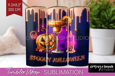 Neon Halloween Tumbler Wrap, Cocktail Tumbler Sublimation Sublimation OrangeBrushStudio 