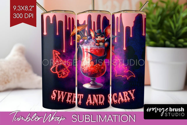 Neon Halloween Tumbler Wrap, Cocktail Tumbler Sublimation Sublimation OrangeBrushStudio 