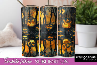 Neon Halloween Tumbler Wrap - Spooky Tumbler Sublimation Sublimation OrangeBrushStudio 
