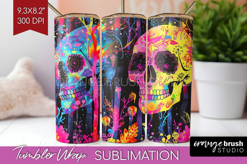 Neon Halloween Tumbler Wrap - Spooky Tumbler Sublimation Sublimation OrangeBrushStudio 
