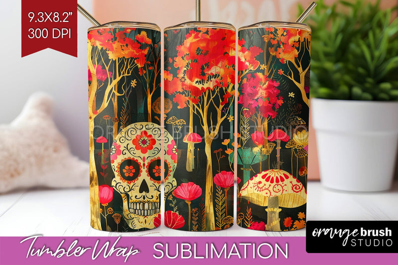 Neon Halloween Tumbler Wrap - Spooky Tumbler Sublimation Sublimation OrangeBrushStudio 