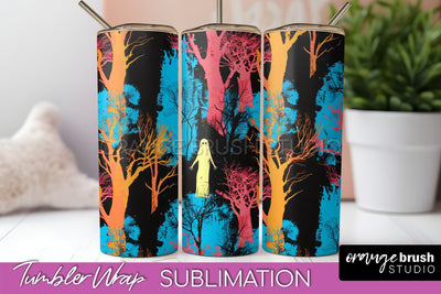 Neon Halloween Tumbler Wrap - Spooky Tumbler Sublimation Sublimation OrangeBrushStudio 