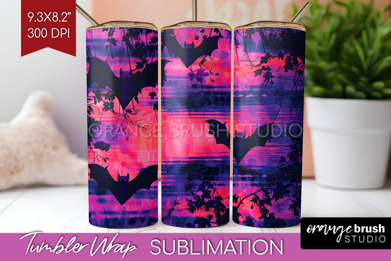Neon Halloween Tumbler Wrap - Spooky Tumbler Sublimation Sublimation OrangeBrushStudio 