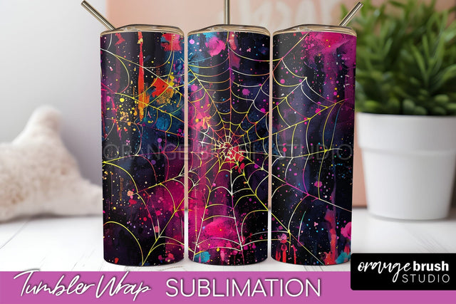 Neon Halloween Tumbler Wrap - Spooky Tumbler Sublimation Sublimation OrangeBrushStudio 