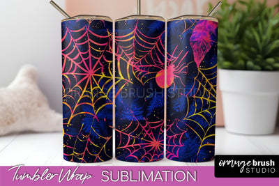 Neon Halloween Tumbler Wrap - Spooky Tumbler Sublimation Sublimation OrangeBrushStudio 