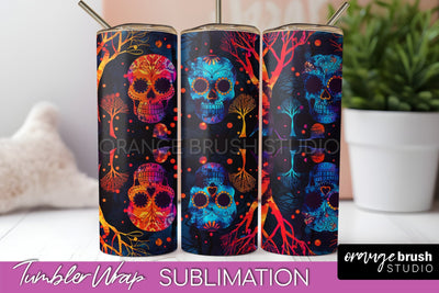 Neon Halloween Tumbler Wrap - Spooky Tumbler Sublimation Sublimation OrangeBrushStudio 