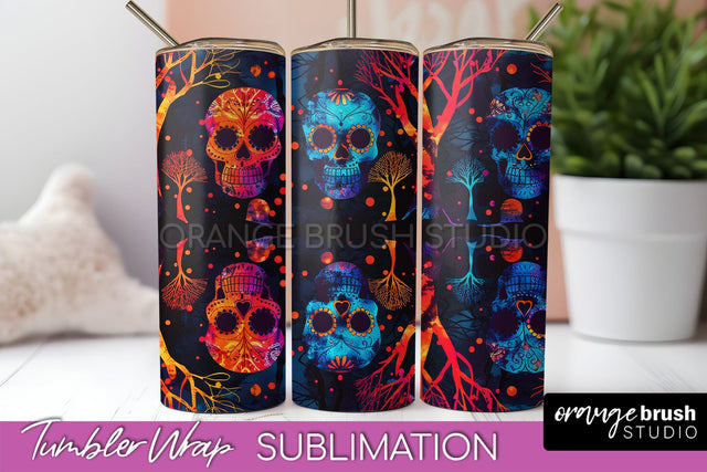 Neon Halloween Tumbler Wrap - Spooky Tumbler Sublimation Sublimation OrangeBrushStudio 