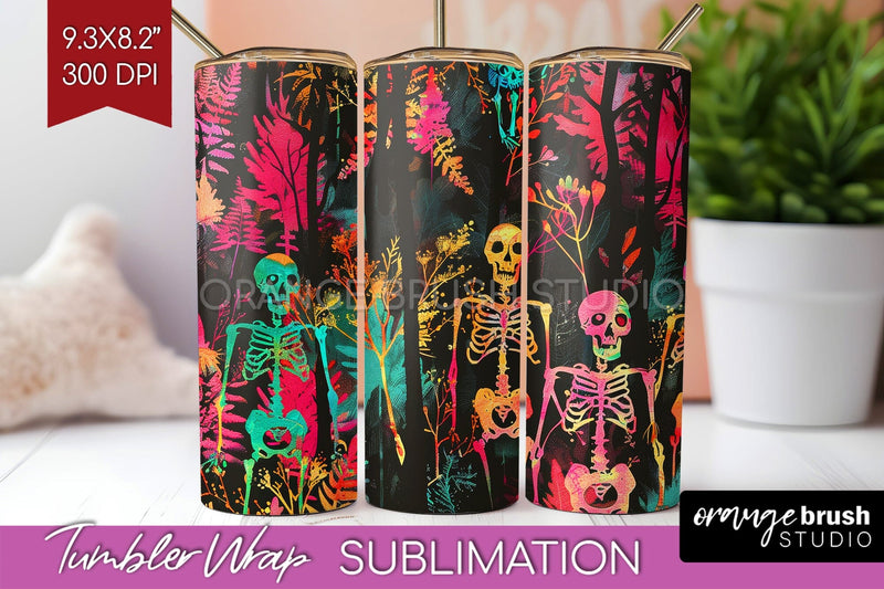 Neon Halloween Tumbler Wrap - Spooky Tumbler Sublimation Sublimation OrangeBrushStudio 