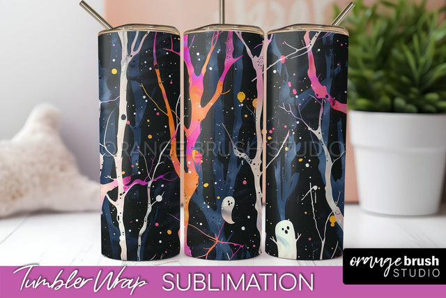 Neon Halloween Tumbler Wrap - Spooky Tumbler Sublimation Sublimation OrangeBrushStudio 