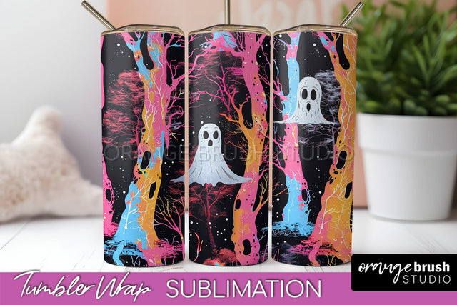 Neon Halloween Tumbler Wrap - Spooky Tumbler Sublimation Sublimation OrangeBrushStudio 