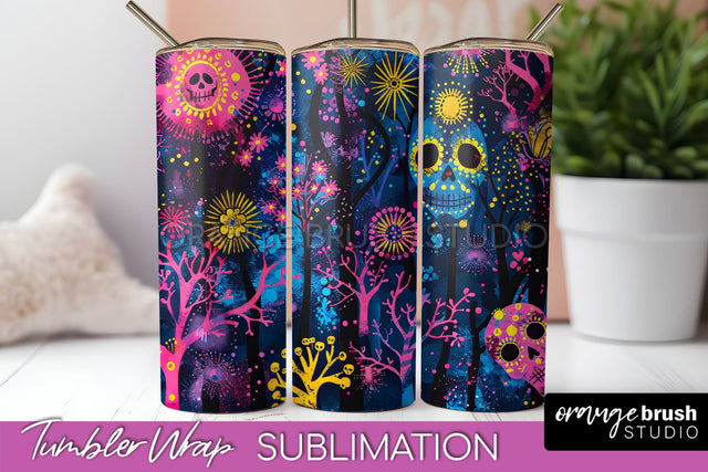 Neon Halloween Tumbler Wrap - Spooky Tumbler Sublimation Sublimation OrangeBrushStudio 