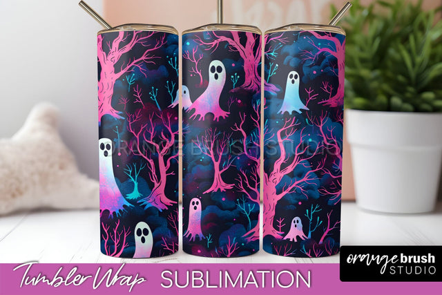 Neon Halloween Tumbler Wrap - Spooky Tumbler Sublimation Sublimation OrangeBrushStudio 