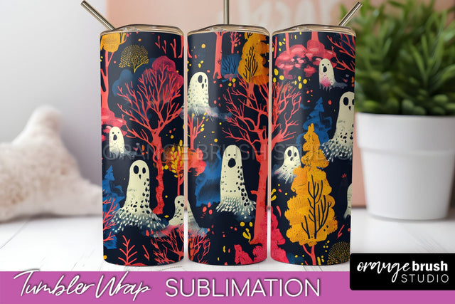 Neon Halloween Tumbler Wrap - Spooky Tumbler Sublimation Sublimation OrangeBrushStudio 