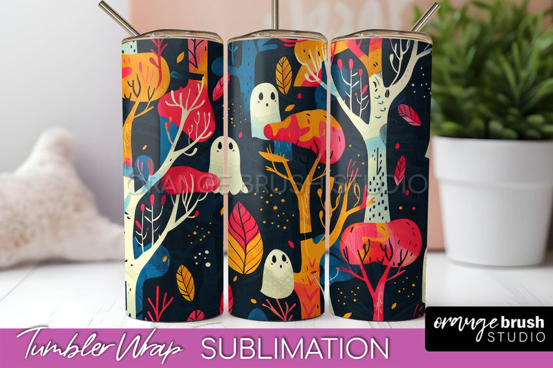 Neon Halloween Tumbler Wrap - Spooky Tumbler Sublimation Sublimation OrangeBrushStudio 