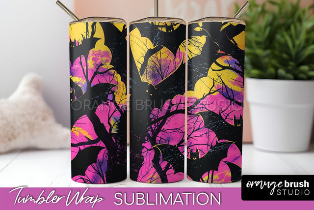 Neon Halloween Tumbler Wrap - Spooky Tumbler Sublimation Sublimation OrangeBrushStudio 