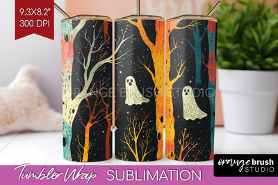 Neon Halloween Tumbler Wrap - Spooky Tumbler Sublimation Sublimation OrangeBrushStudio 
