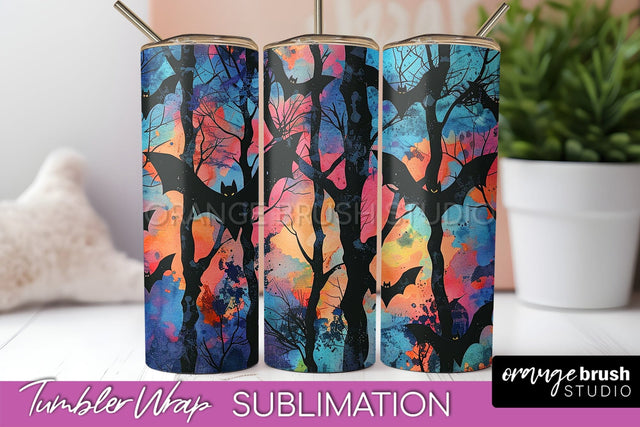 Neon Halloween Tumbler Wrap - Spooky Tumbler Sublimation Sublimation OrangeBrushStudio 