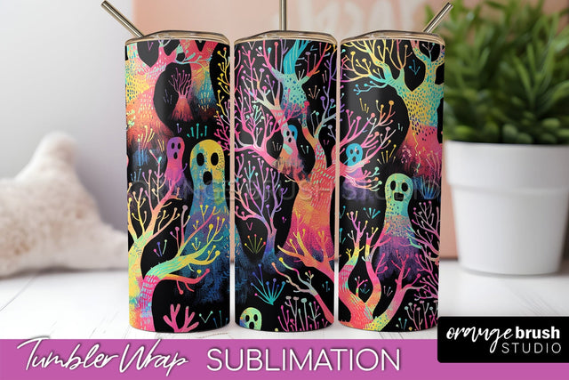 Neon Halloween Tumbler Wrap - Spooky Tumbler Sublimation Sublimation OrangeBrushStudio 