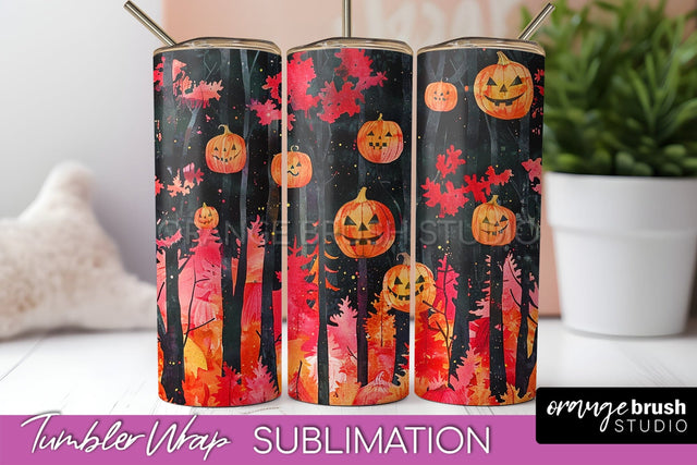 Neon Halloween Tumbler Wrap - Spooky Tumbler Sublimation Sublimation OrangeBrushStudio 