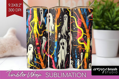 Neon Halloween Tumbler Wrap - Spooky Tumbler Sublimation Sublimation OrangeBrushStudio 