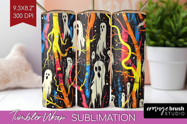 Neon Halloween Tumbler Wrap - Spooky Tumbler Sublimation Sublimation OrangeBrushStudio 