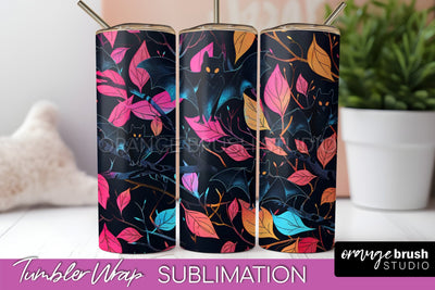 Neon Halloween Tumbler Wrap - Spooky Tumbler Sublimation Sublimation OrangeBrushStudio 