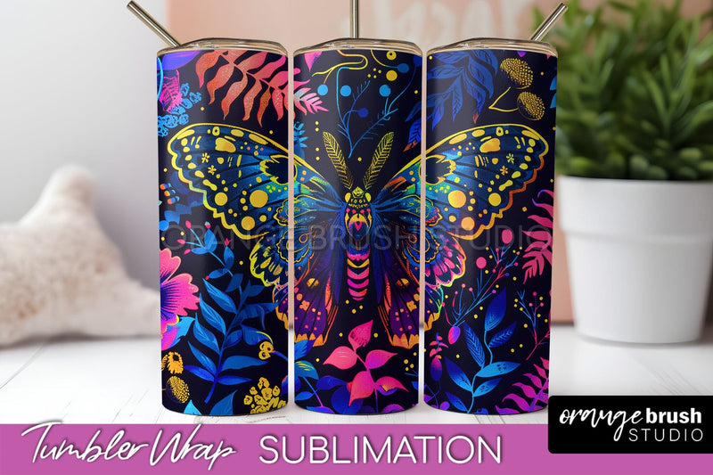 Neon Halloween Tumbler Wrap - Spooky Tumbler Sublimation Sublimation OrangeBrushStudio 