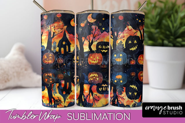 Neon Halloween Tumbler Wrap - Spooky Tumbler Sublimation Sublimation OrangeBrushStudio 
