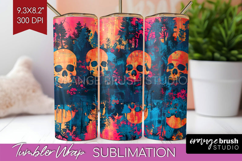 Neon Halloween Tumbler Wrap - Spooky Tumbler Sublimation Sublimation OrangeBrushStudio 