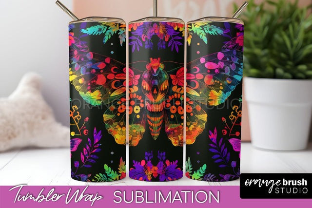 Neon Halloween Tumbler Wrap - Spooky Tumbler Sublimation Sublimation OrangeBrushStudio 