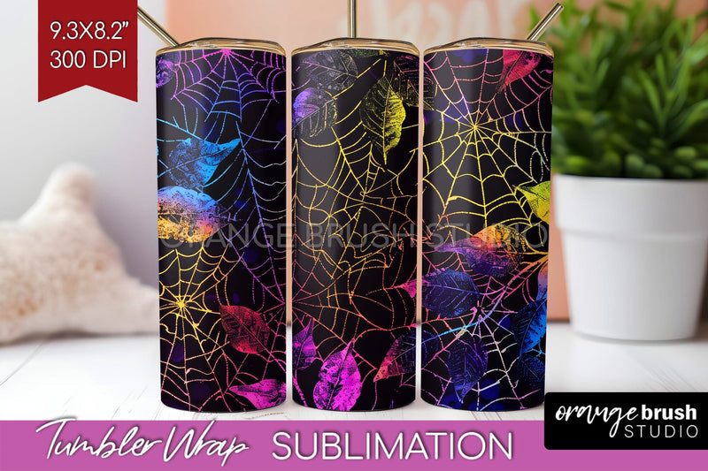 Neon Halloween Tumbler Wrap - Spooky Tumbler Sublimation Sublimation OrangeBrushStudio 