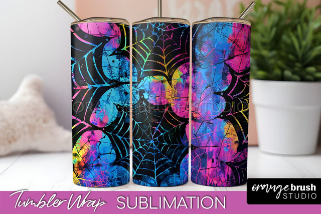 Neon Halloween Tumbler Wrap - Spooky Tumbler Sublimation Sublimation OrangeBrushStudio 