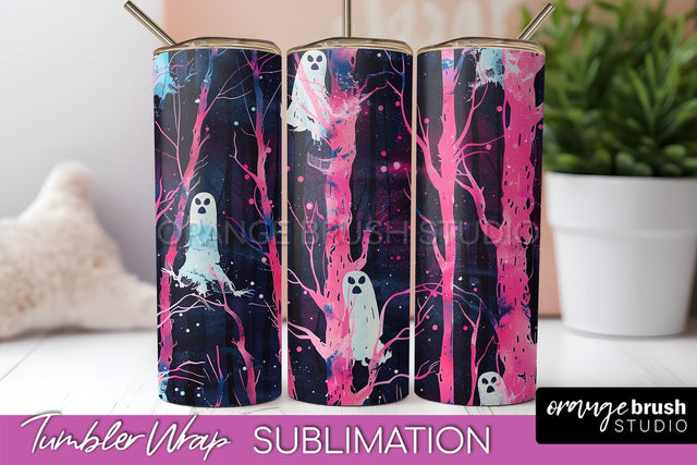 Neon Halloween Tumbler Wrap - Spooky Tumbler Sublimation Sublimation OrangeBrushStudio 