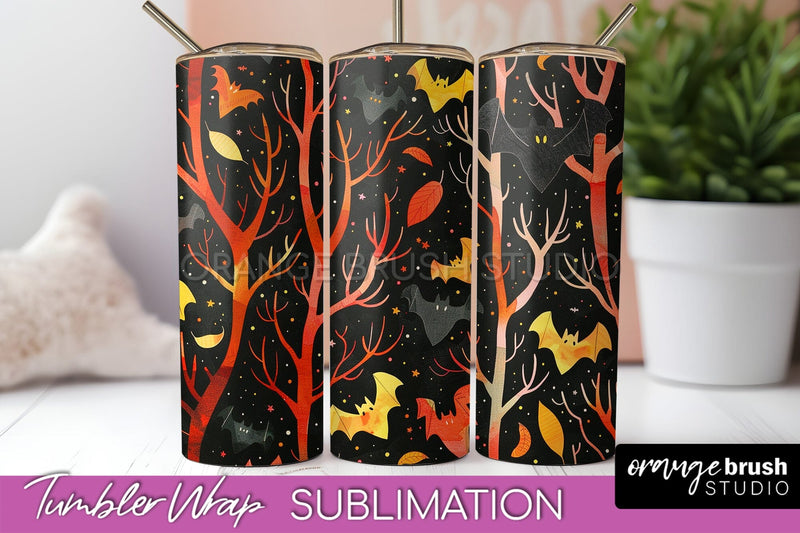 Neon Halloween Tumbler Wrap - Spooky Tumbler Sublimation Sublimation OrangeBrushStudio 