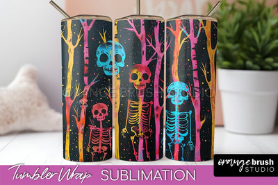 Neon Halloween Tumbler Wrap - Spooky Tumbler Sublimation Sublimation OrangeBrushStudio 