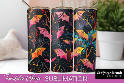 Neon Halloween Tumbler Wrap - Spooky Tumbler Sublimation Sublimation OrangeBrushStudio 