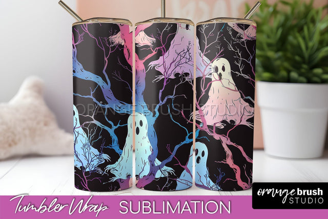Neon Halloween Tumbler Wrap - Spooky Tumbler Sublimation Sublimation OrangeBrushStudio 