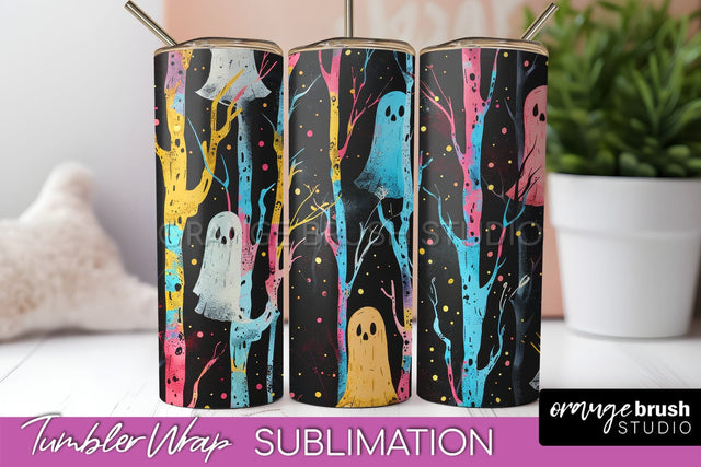 Neon Halloween Tumbler Wrap - Spooky Tumbler Sublimation Sublimation OrangeBrushStudio 
