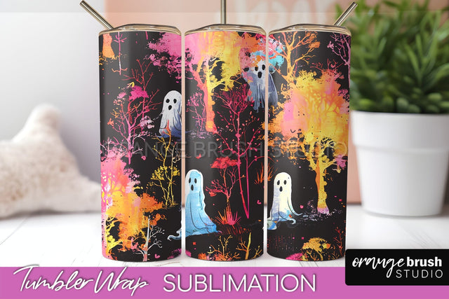 Neon Halloween Tumbler Wrap - Spooky Tumbler Sublimation Sublimation OrangeBrushStudio 