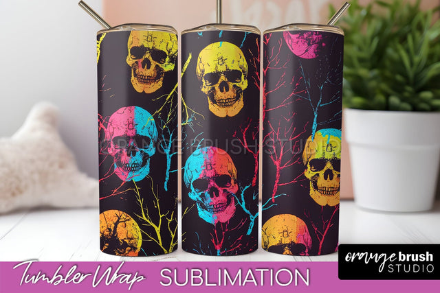 Neon Halloween Tumbler Wrap - Spooky Tumbler Sublimation Sublimation OrangeBrushStudio 