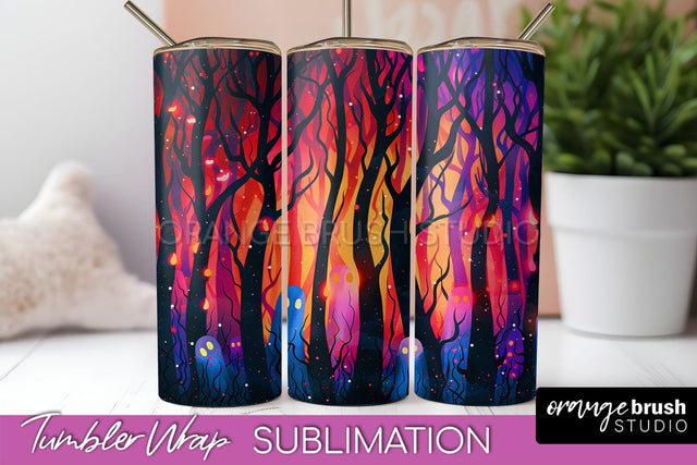 Neon Halloween Tumbler Wrap - Spooky Tumbler Sublimation Sublimation OrangeBrushStudio 