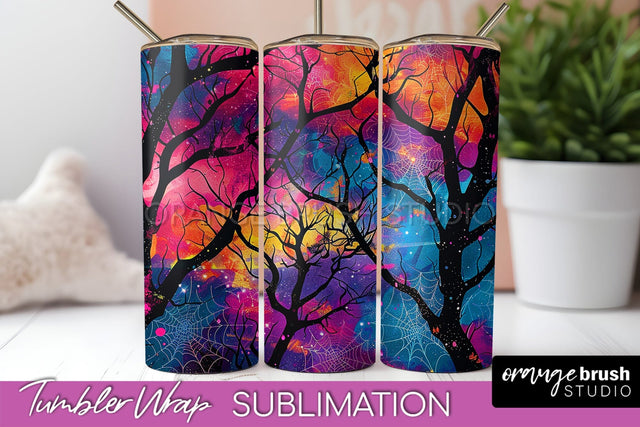 Neon Halloween Tumbler Wrap - Spooky Tumbler Sublimation Sublimation OrangeBrushStudio 