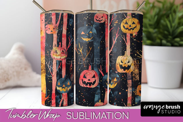 Neon Halloween Tumbler Wrap - Spooky Tumbler Sublimation Sublimation OrangeBrushStudio 
